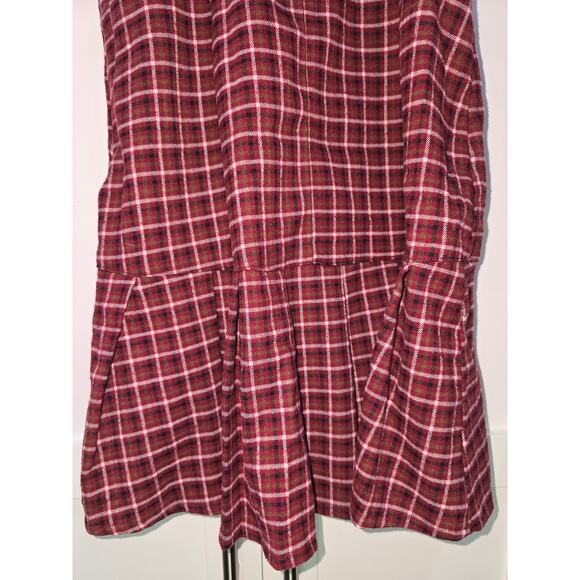 Hollister Burgundy Plaid Ruffle Hem Dress – Size M - Picture 7 of 15